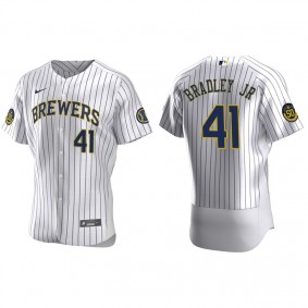Men's Milwaukee Brewers Jackie Bradley Jr. White Authentic Home Jersey