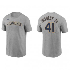 Men's Milwaukee Brewers Jackie Bradley Jr. Gray Name & Number Nike T-Shirt