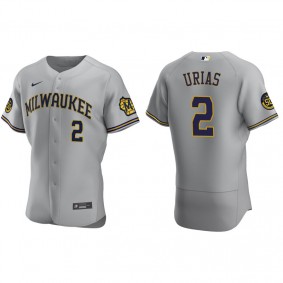 Men's Milwaukee Brewers Luis Urias Gray Authentic Road Jersey