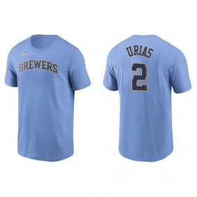 Men's Milwaukee Brewers Luis Urias Light Blue Name & Number Nike T-Shirt