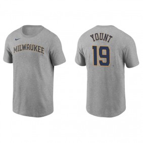 Men's Milwaukee Brewers Robin Yount Gray Name & Number Nike T-Shirt
