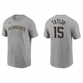 Men's Milwaukee Brewers Tyrone Taylor Gray Name & Number Nike T-Shirt