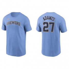 Men's Milwaukee Brewers Willy Adames Light Blue Name & Number Nike T-Shirt