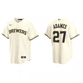 Men's Milwaukee Brewers Willy Adames Cream Replica Home Jersey