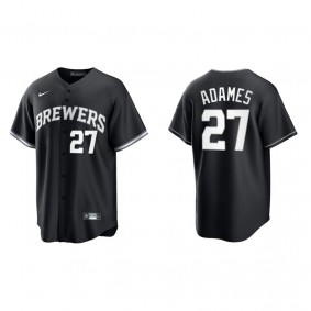 Men's Milwaukee Brewers Willy Adames Black White Replica Official Jersey