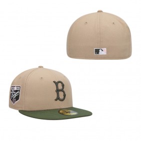 Men's Brooklyn Dodgers Camel Olive Pink Undervisor 59FIFTY Snapback Hat