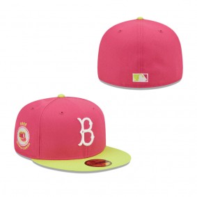 Men's Brooklyn Dodgers Pink 1955 World Series Champions Beetroot Cyber 59FIFTY Fitted Hat