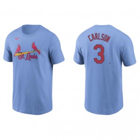 Men's St. Louis Cardinals Dylan Carlson Light Blue Name & Number Nike T-Shirt