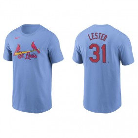 Men's St. Louis Cardinals Jon Lester Light Blue Name & Number Nike T-Shirt