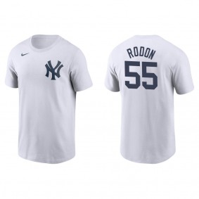 Carlos Rodon Men's New York Yankees Aaron Judge Nike White Name & Number T-Shirt