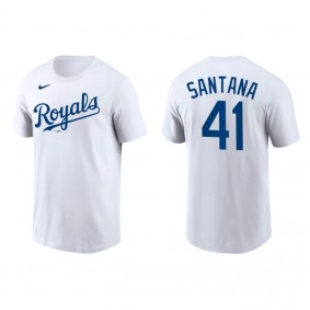 Carlos Santana Men's Kansas City Royals Nike White Team Wordmark T-Shirt