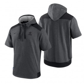 Chicago Cubs Charcoal Black Authentic Collection Dry Flux Performance Quarter-Zip Short Sleeve Hoodie