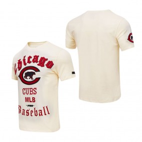 Men's Chicago Cubs Cream Cooperstown Collection Old English T-Shirt