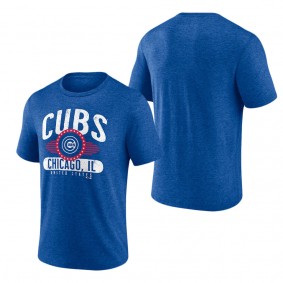 Chicago Cubs Heathered Royal Badge of Honor Tri-Blend T-Shirt