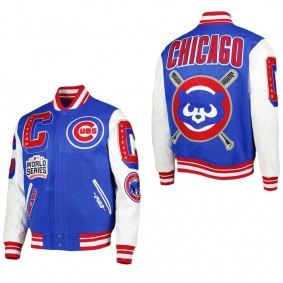 Men's Chicago Cubs Pro Standard Royal Mash Up Logo Varsity Full-Zip Jacket