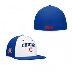 Men's Chicago Cubs White Royal Iconic Color Blocked Fitted Hat
