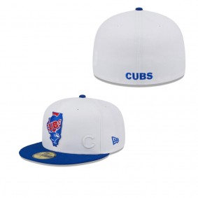 Men's Chicago Cubs White Royal State 59FIFTY Fitted Hat