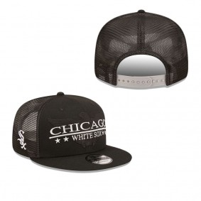 Men's Chicago White Sox Black Patriot Trucker 9FIFTY Snapback Hat
