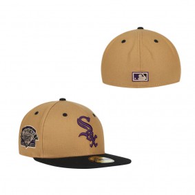 Chicago White Sox New Era Comiskey Park Cooperstown Collection Purple Undervisor 59FIFTY Fitted Hat Tan Black