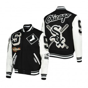 Men's Chicago White Sox Pro Standard Black Mash Up Logo Varsity Full-Zip Jacket