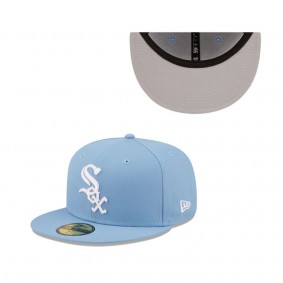 Chicago White Sox Sky Blue Logo White Fitted Hat