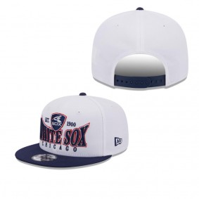Men's Chicago White Sox White Navy Crest 9FIFTY Snapback Hat