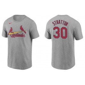 Men's St. Louis Cardinals Chris Stratton Gray Name & Number T-Shirt