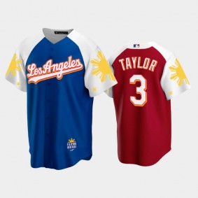 Dodgers 2022 Filipino Heritage Night Chris Taylor Royal Red Jersey