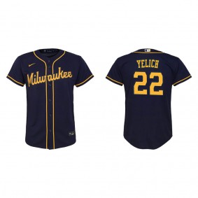 Christian Yelich Youth Milwaukee Brewers Navy Replica Jersey