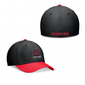 Men's Cincinnati Reds Black Red 2024 City Connect Swoosh Flex Hat