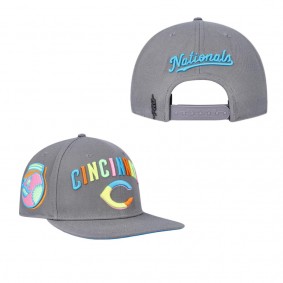 Cincinnati Reds Pro Standard Washed Neon Snapback Hat Gray