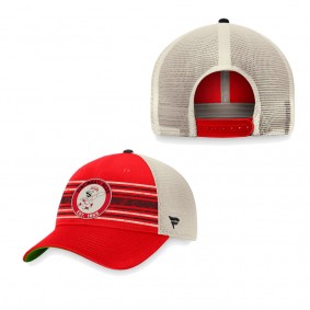 Men's Cincinnati Reds Red Natural True Classic Retro Striped Trucker Snapback Hat