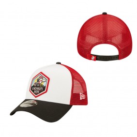 Men's Cincinnati Reds White Black Fresh A-Frame 9FORTY Trucker Snapback Hat
