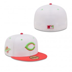 Men's Cincinnati Reds White Coral 1990 World Series Strawberry Lolli 59FIFTY Fitted Hat