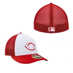 Men's Cincinnati Reds White Red 2023 On-Field Batting Practice Low Profile 59FIFTY Fitted Hat