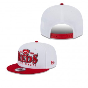Men's Cincinnati Reds White Red Crest 9FIFTY Snapback Hat