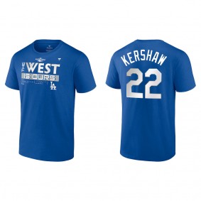 Clayton Kershaw Los Angeles Dodgers Royal 2022 NL West Division Champions Locker Room T-Shirt