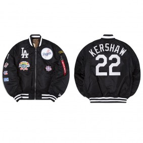 Men's Los Angeles Dodgers Clayton Kershaw Black Alpha Industries Jacket