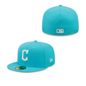 Men's Cleveland Guardians Blue Vice Highlighter Logo 59FIFTY Fitted Hat