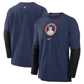 Men's Cleveland Guardians Navy 2024 City Connect Authentic Collection Player Tri-Blend Pullover Sweatshirt