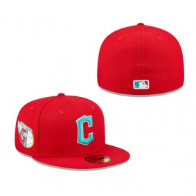 Men's Cleveland Guardians Scarlet Team Logo Undervisor 59FIFTY Fitted Hat