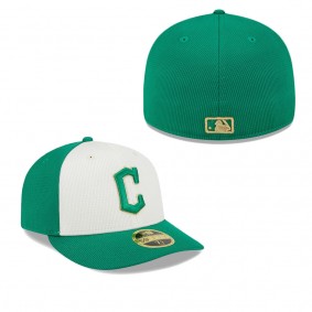 Men's Cleveland Guardians White Green 2024 St. Patrick's Day Low Profile 59FIFTY Fitted Hat