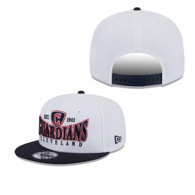 Men's Cleveland Guardians White Navy Crest 9FIFTY Snapback Hat