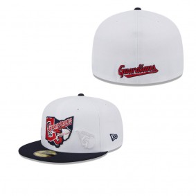 Men's Cleveland Guardians White Navy State 59FIFTY Fitted Hat