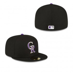 Men's Colorado Rockies Black Authentic Collection Replica 59FIFTY Fitted Hat