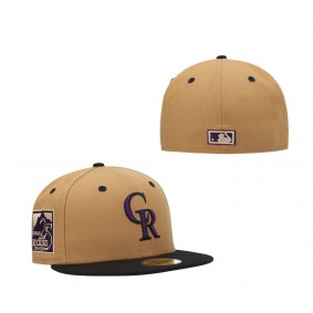 Colorado Rockies New Era Cooperstown Collection 25th Anniversary Purple Undervisor 59FIFTY Fitted Hat Tan Black
