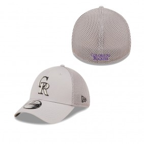 Men's Colorado Rockies Gray Team Neo 39THIRTY Flex Hat