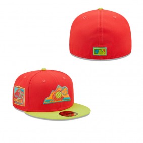 Men's Colorado Rockies Red Neon Green 25th Anniversary Lava Highlighter Combo 59FIFTY Fitted Hat