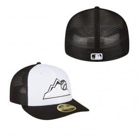 Men's Colorado Rockies White Black 2023 On-Field Batting Practice Low Profile 59FIFTY Fitted Hat