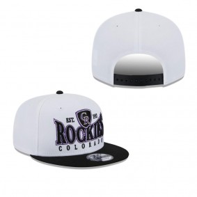 Men's Colorado Rockies White Black Crest 9FIFTY Snapback Hat